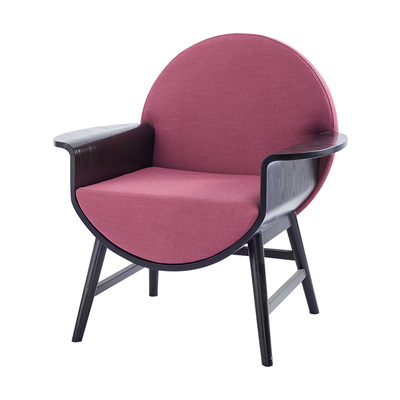 Scandinavian Full Moon Arm Chair | Purple Shag + Black Frame