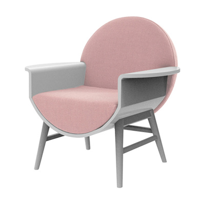 Scandinavian Full Moon | Arm Chair | Pink + White Frame
