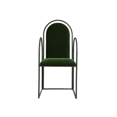 Lectory Danish Cygnus | Highback Arm Dining Chair Dark Green | Forest Green Velvet