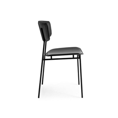 Danish Dining Chair | Calligaris Fifties | Black Frame Black PU Leather Seat 
