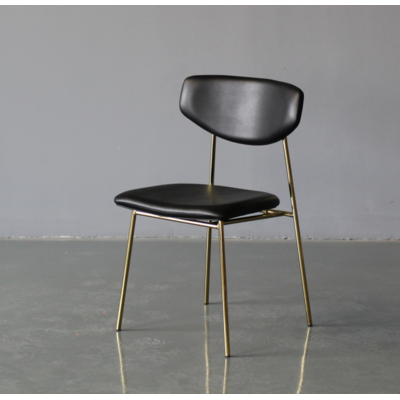 Danish Dining Chair | Calligaris Fifties | Gold Frame Black PU Leather Seat