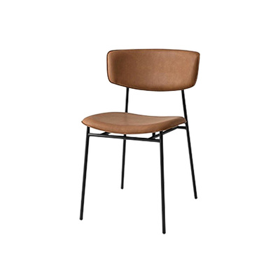 Danish Dining Chair | Calligaris Fifties | Black Frame Brown PU Leather Seat 