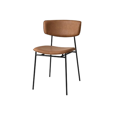 Danish Dining Chair | Calligaris Fifties | Black Frame Brown PU Leather Seat