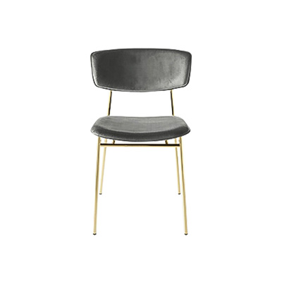 Danish Dining Chair | Calligaris Fifties | Gold Frame Grey Velvet Seat