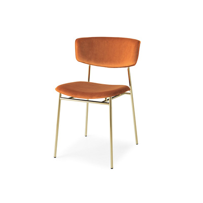 Danish Dining Chair | Calligaris Fifties | Gold Frame Orange Velvet Seat