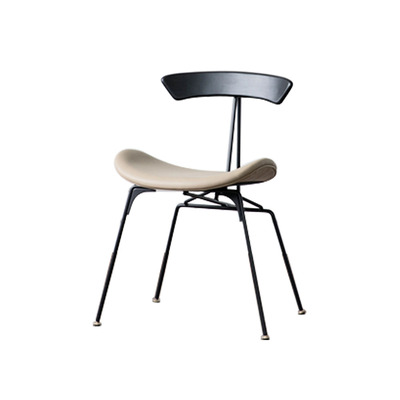 Lectory Dining Chair | Project | Black Back Support | Beige PU Leather Seat