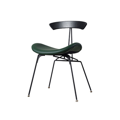 Lectory Dining Chair | Project | Black Back Support | Green PU Leather Seat