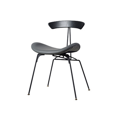 Lectory Dining Chair | Project | Black Back Support | Grey PU Leather Seat