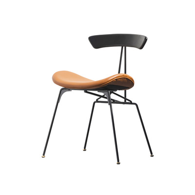 Lectory Dining Chair | Project | Black Back Support | Light Brown PU Leather Seat