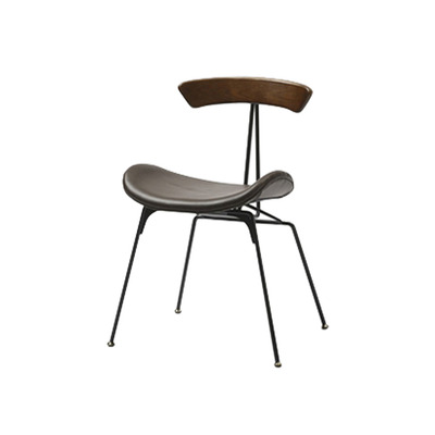 Lectory Dining Chair | Project | Brown Back Support | Dark Brown PU Leather Seat