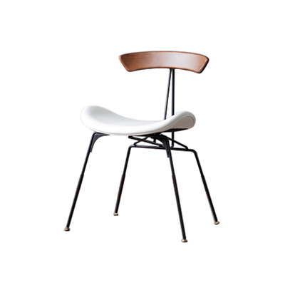 Lectory Dining Chair | Project | Brown Back Support | White PU Leather Seat