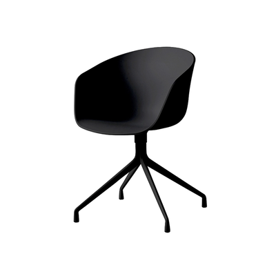 Danish Desk Office Chair | AAC20 | Steel Swivel Base | Black Frame + Black Seat