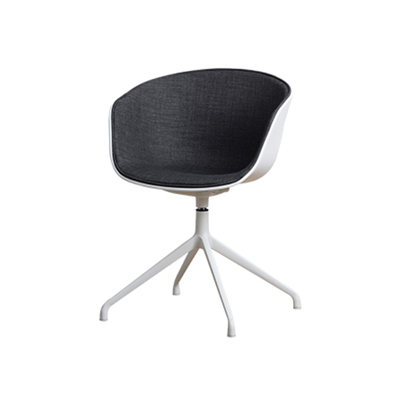 Danish Desk Office Chair | AAC20 Fabric Cover | Steel Swivel Base | White Frame + Grey Fabric