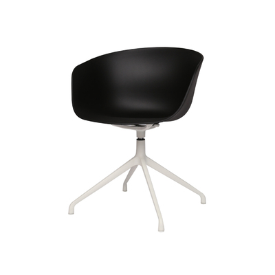 Danish Desk Office Chair | AAC20 | Steel Swivel Base | White Frame + Black Seat