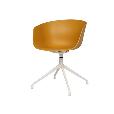 Danish Desk Office Chair | AAC20 | Steel Swivel Base | White Frame + Orange Seat