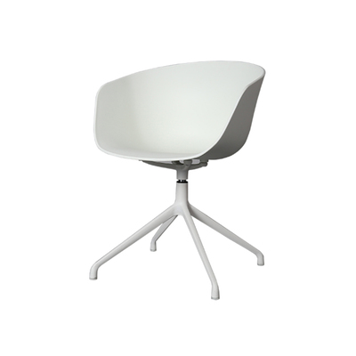 Danish Desk Office Chair | AAC20 | Steel Swivel Base | White Frame + White Seat