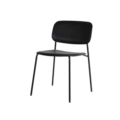 Danish Dining Chair | Plywood Stackable | Black Frame Black Timber
