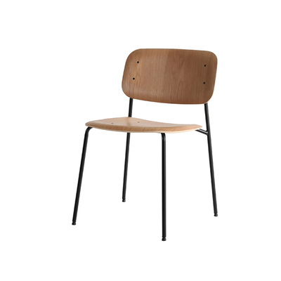 Danish Dining Chair | Plywood Stackable | Black Frame Light Timber + Maple Wood Grain