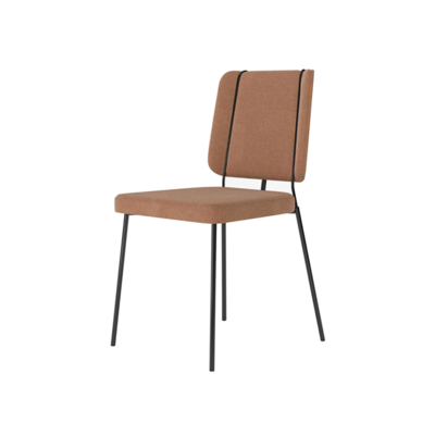 Lectory Stackable Dining Chair | Frankie Replica | Orange Cotton Linen Fabric