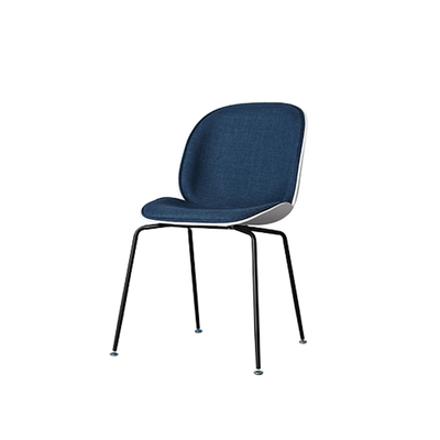 Danish Dining Chair | Beatles Half Fabric Upholstered | Navy Blue