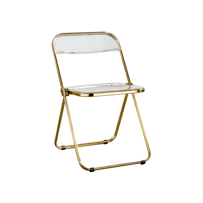 Nordic Dining Chair | Foldable Norlazy | Coloured Acrylic | Transparent +  Gold Frame