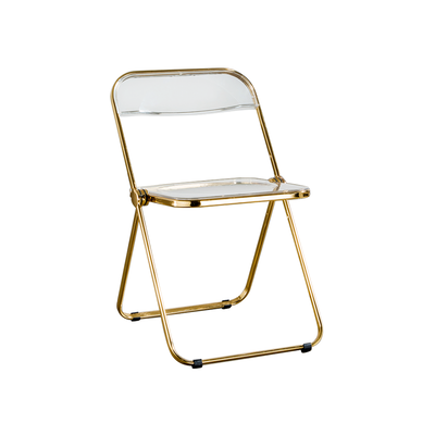 Nordic Dining Chair | Foldable Norlazy | Coloured Acrylic | Transparent + Gold Frame