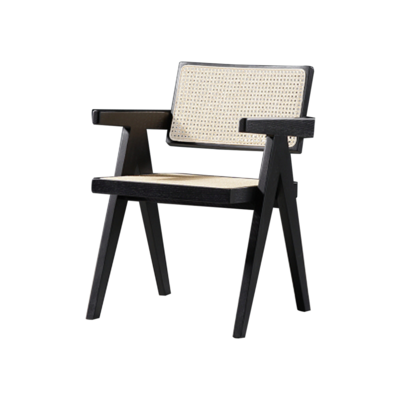 Lectory Rattan Arm Chair | Dining Mesh Seat Chair | Cherrywood Timber 