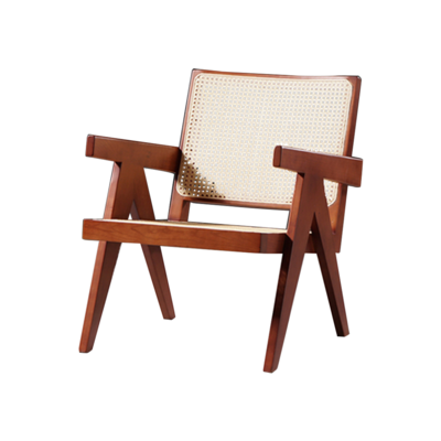Lectory Rattan Vintage Dining Chair | Mesh Seat with Arm | Timber