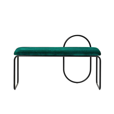 Replica Angui Bench | Black Frame with Emerald Green Velvet Cover