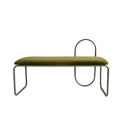 Replica Angui Bench | Black Frame with Dark Olive Green Velvet Cover