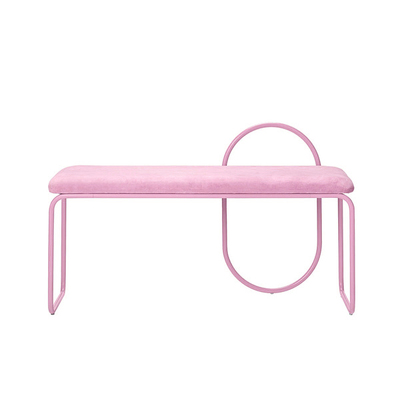 Replica Angui Bench | Bended Iron Tube with Pink Velvet Cover