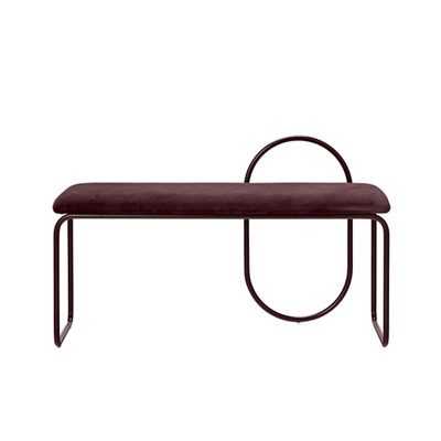 Replica Angui Bench | Bended Iron Tube with Wine Red Velvet Cover