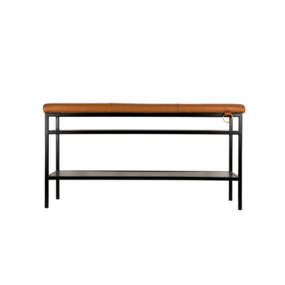 Lectory Shoe Rack Bench | Simplicity | Brown PU Leather Seat 92cm