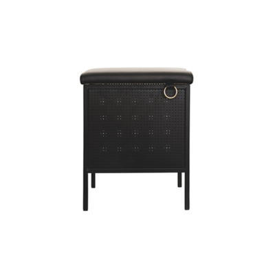 Danish Corridor Bench With Storage | Metal Mesh Base | Black Seat | Black Seat | Small 39cm