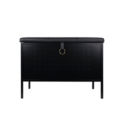 Lectory Storage Bench | Stainless Steel Plated | Black PU Seat 66cm