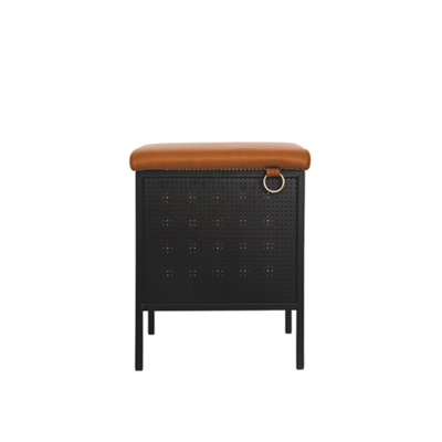 Lectory Storage Bench | Stainless Steel Plated | Brown PU Seat 39cm