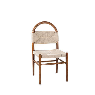 Woven Dining Chair | Vivan | Rattan Rope Seat | Teak Timber Frame | Natural Teak Timber | Stripe Pattern