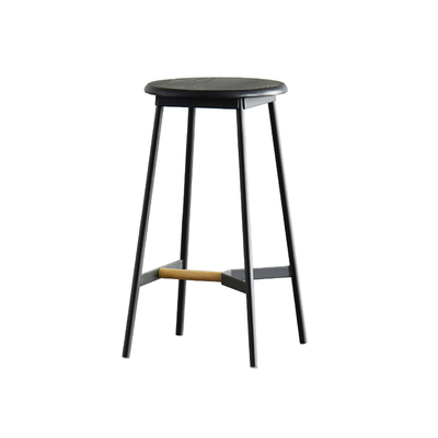 Danish Bar Stool | SOHO Metal Leg Frame | Timber Seat | Matt Black | 65cm