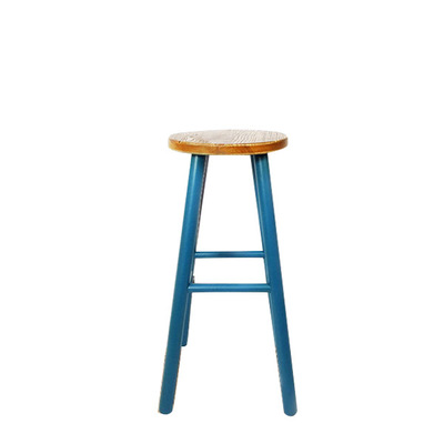 Vintage Industrial Style Wooden Bar Stools | Counter Stools Solid Furniture Turquoise