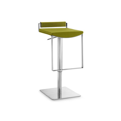 Lectory Heavy Duty Swivel Bar Stool | Stainless Steel Height Adjustable | Green Fabric Seat