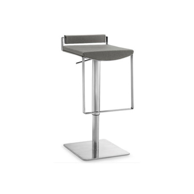 Lectory Heavy Duty Swivel Bar Stool | Stainless Steel Height Adjustable | Grey Fabric Seat
