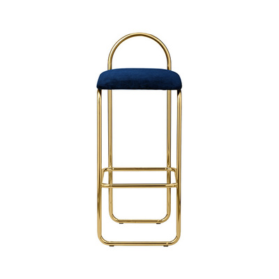 Replica Angui Bar Stool | Gold Frame with Royal Blue Velvet Cover