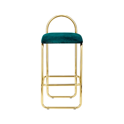 Replica Angui Bar Stool | Gold Frame with Emerald Green Velvet Cover 