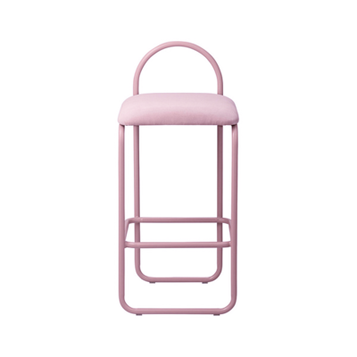 Replica Angui Bar Stool | Bended Iron Tube with Pink Velvet Cover