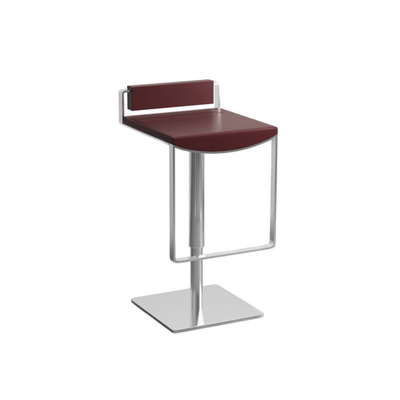 Lectory Heavy Duty Swivel Bar Stool | Stainless Steel Height Adjustable | Reddish Brown Leather