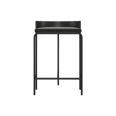 Danish Bar Stool | U Shape | Bented Iron Bar 75cm | Black Frame + Black Seat 