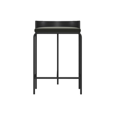 Danish Bar Stool | U Shape | Bented Iron Bar 75cm | Black Frame + Black Seat
