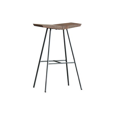 Phil Bar Stool | Rode Design | Italian Walnut Timber Seat | Bended Iron Rod Metallic Finish