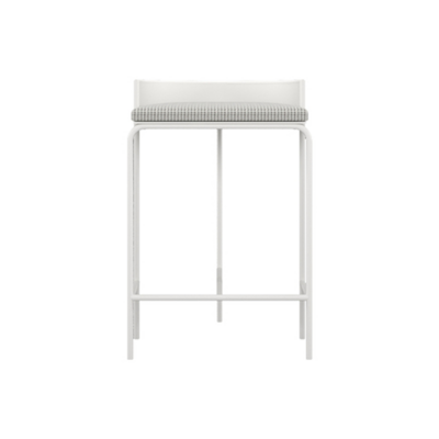 Danish Bar Stool | U Shape | Bented Iron Bar 75cm | White Frame + Lattice Febric Seat 