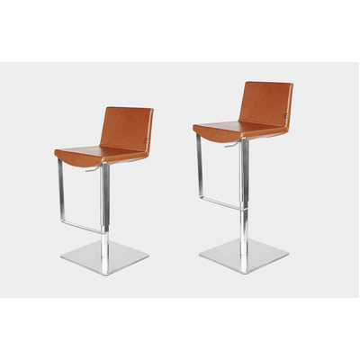 Lectory Heavy Duty Swivel Bar Stool High Back | Stainless Steel Height Adjustable | Tain Leather